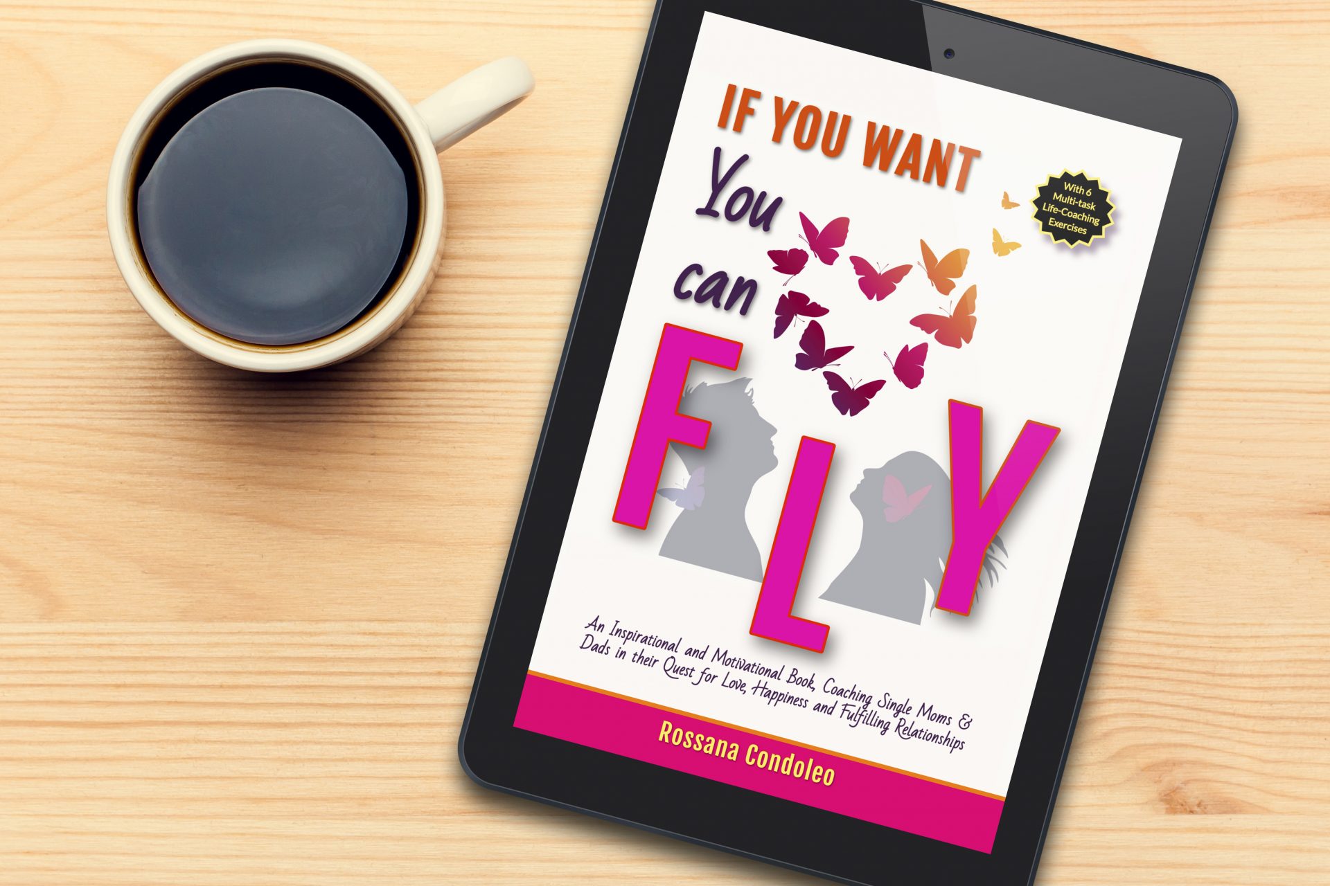 Single dad reading the ebook If You Want You Can Fly by Rossana Condoleo